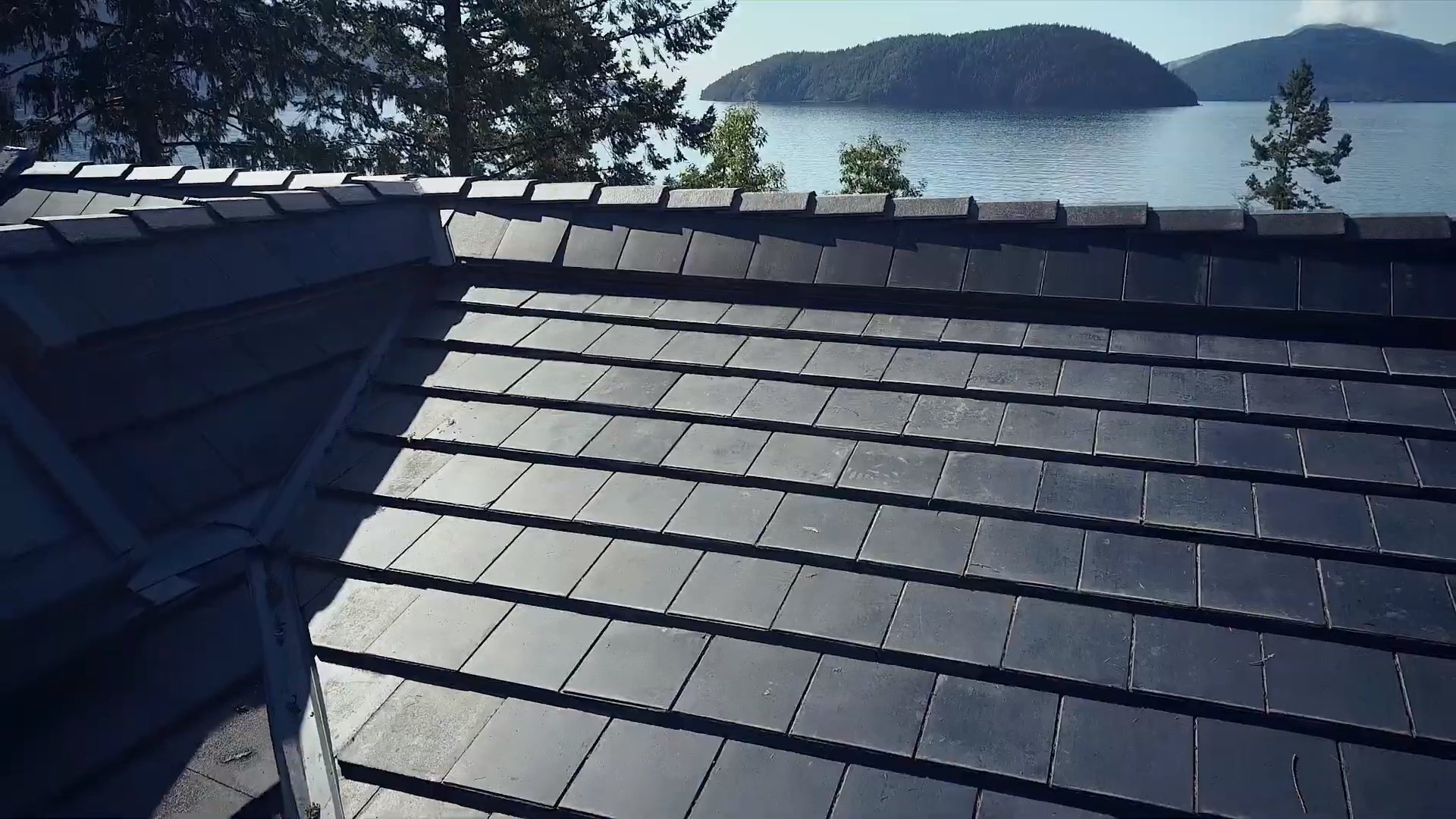 Invisible Solar roof tile installation, close view